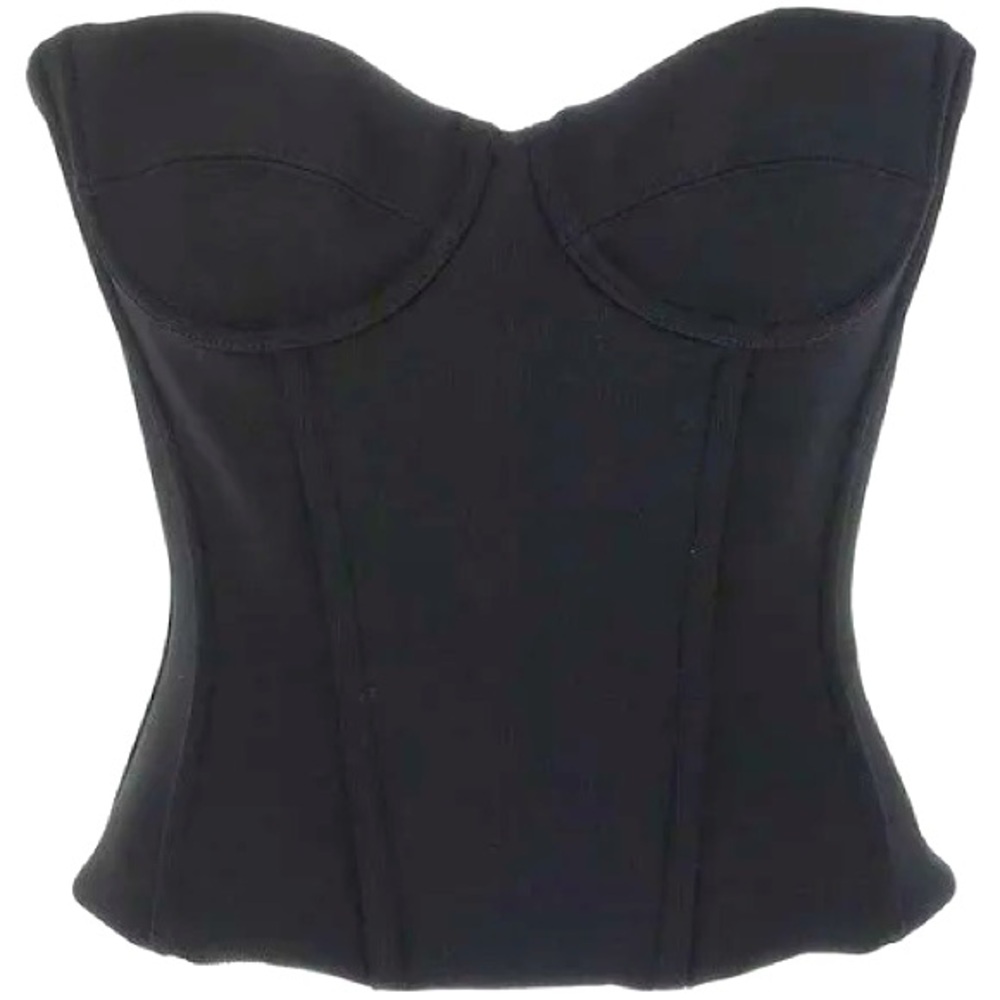 strapless black crop corset